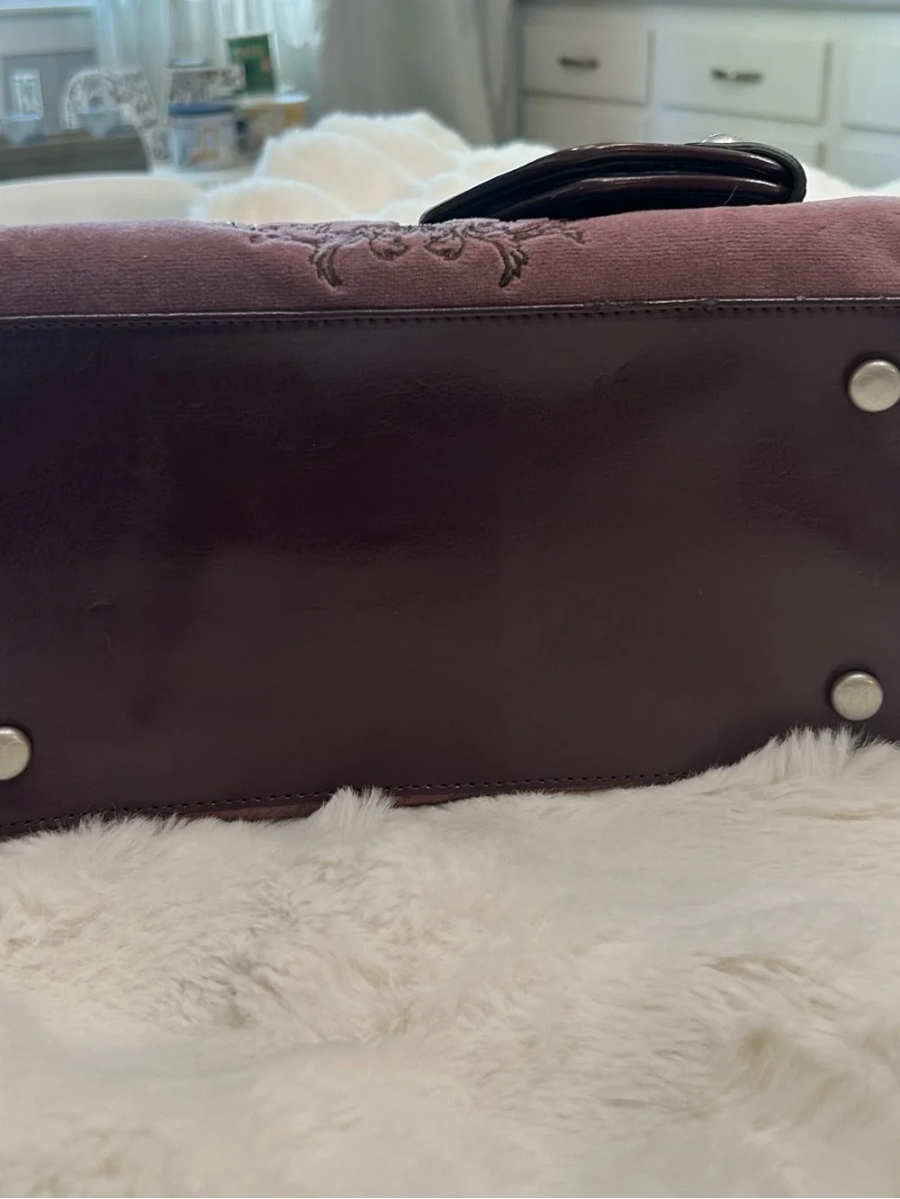 Y2K Vintage 2009 Juicy Couture Purple Velour Bowler Bag Regal Couture Party